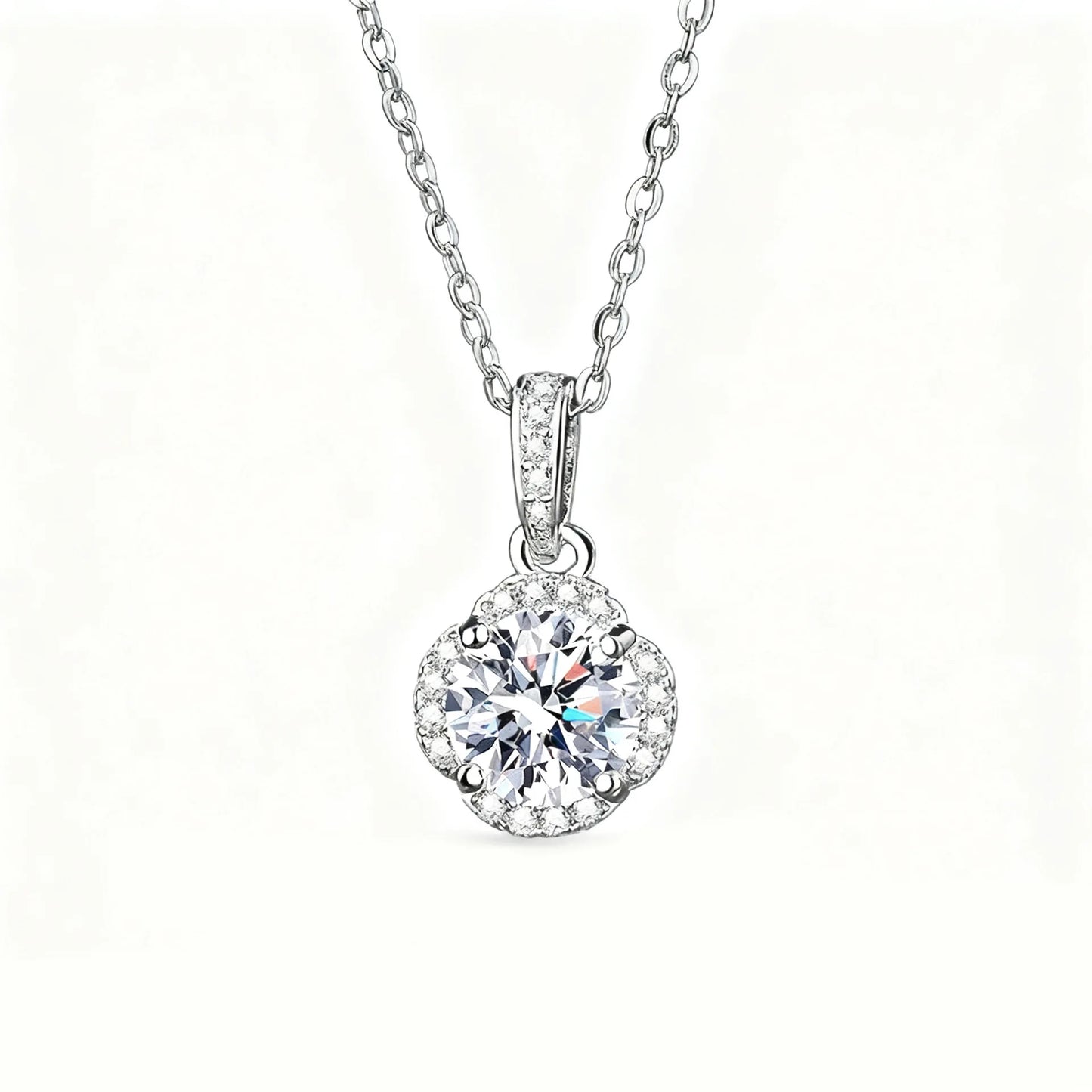 925 Sterling Silver Necklace For Women Zircom With Lab Diamond Jewelry Wedding Pendant  White Gold Plated