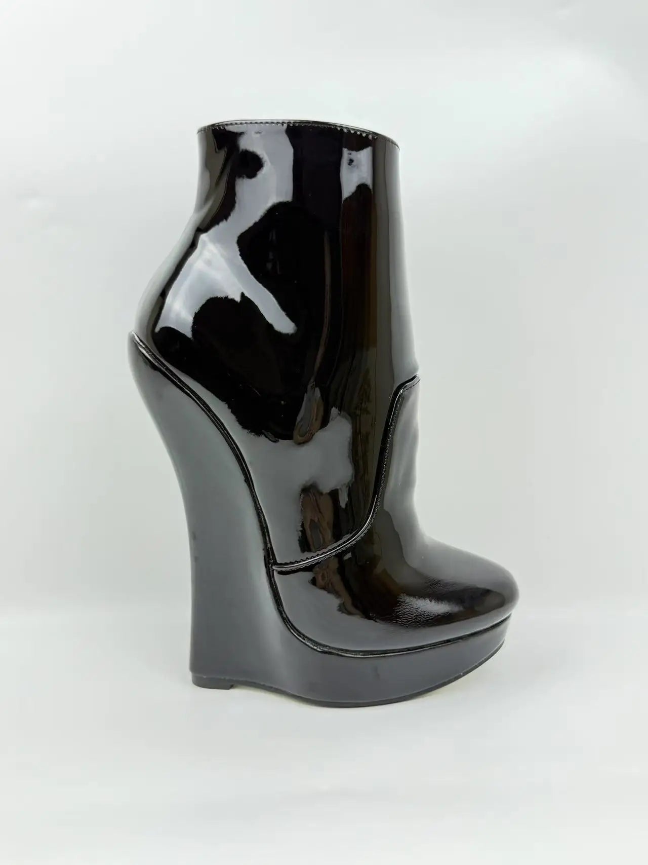 18CM Ultra High Heel Wedges Ballet Boots Pointed Toe Sexy Ankle Women Boots Plus Size 36-46 Black Size Zip Unisex Cosplay Shoes