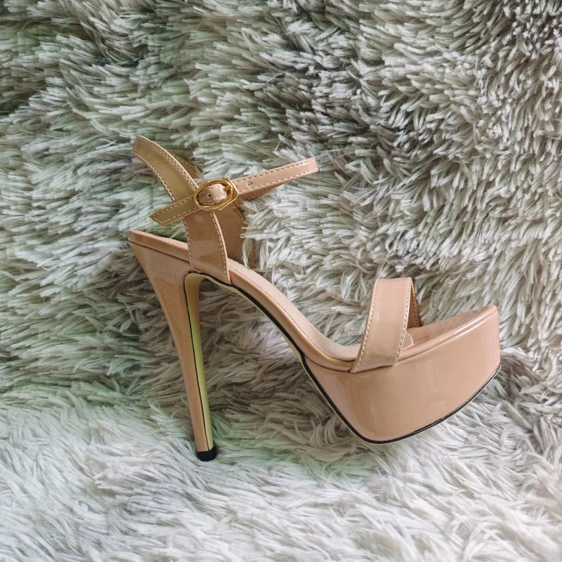 Women Peep Toes Sandals Stiletto Sexy Pumps Luxury Club 14cm Elegant Platform High Heels Nighclub Party Wedding Jazz Dance Shoes