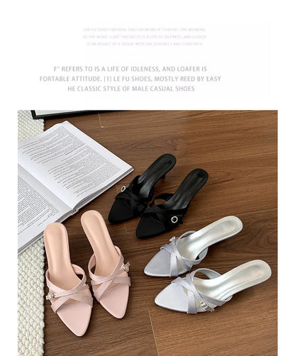 Sexy High Heels Slippers Pointed Toe Heels Shoes for Woman Sandals Luxury Dress Slides Elegant Pumps Party Mujer Flip Flops