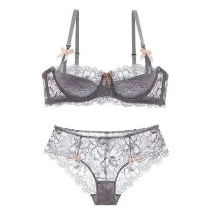 MOYISU French Romantic Lace Comfortable Breathable セクシー Tushy Slim Bra Collection Pure Desire Girls Push Beautiful Underwear SET