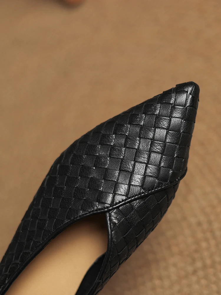 NEW 2025 Trend Genuine Leather Splicing Women Flats Spring Autumn Pattern Flat Shoes Lady Leopard Pointed Toe Buckle Style Shoes