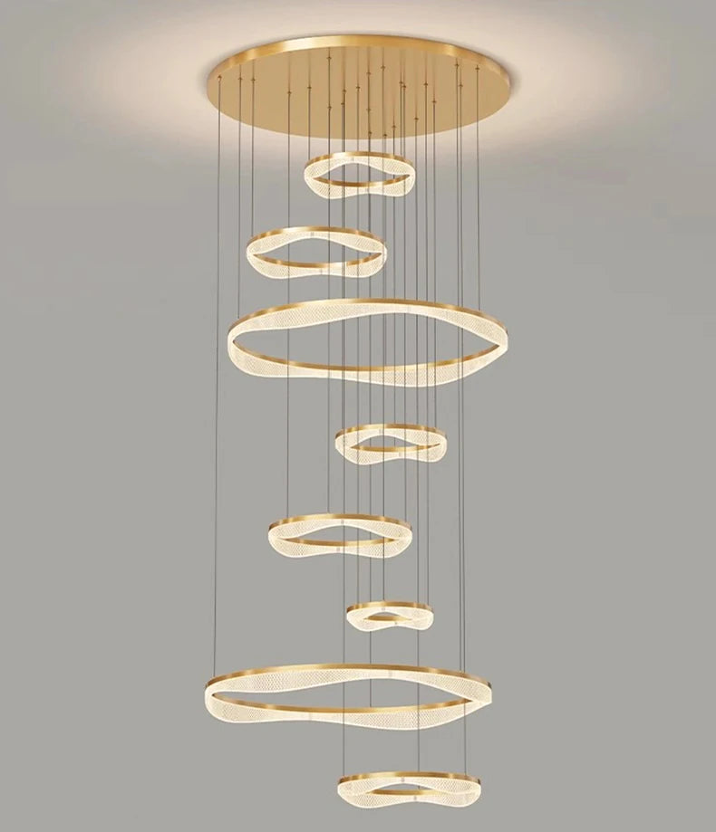 Modern ring stairs led lights pendant light lamps for living room led Chandeliers for dining room hanging light indoor lighting