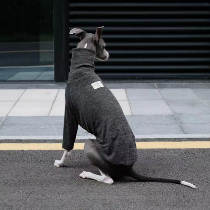 Spring Clothing for Italy Greyhound  Autumn Soft High-Neck Cotton Grey T-shirt for Whippet Winter Long Sleeved Pajamas for Dogs