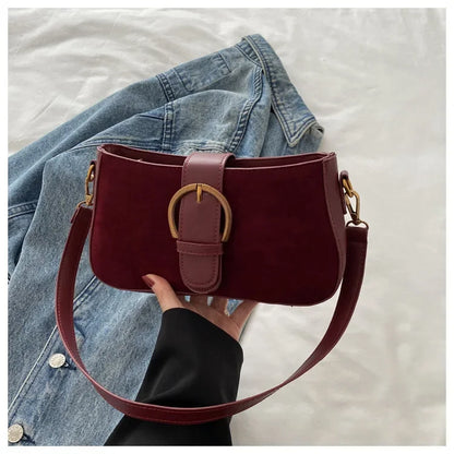 Woman Faux Suede Underarm Shoulder Bag Zipper Fastener Fashionable Cross Body Bags for Small Square Bag Suitable Daily Outfit