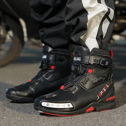 Men Leather Motos Breathable Anti Slip Wear-resistant Riders Boots Motorbike Racing Ankle Length Shoes 2024 New Motorcycle Boots