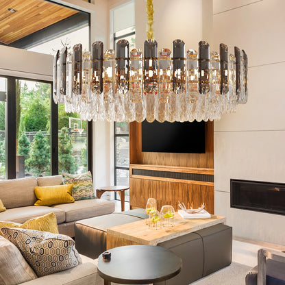 Modern K9 Crystal Chandelier Round Ceiling Fixtures Pendant Lights Living Room Bedroom