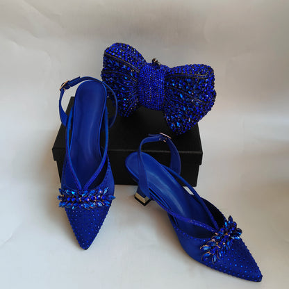 Insightlink Elegant Italian Design Pink Butterfly Shoes and Bag Set for Women - Perfect for Parties and Weddings