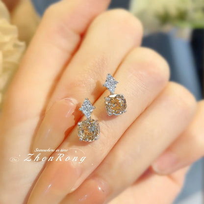 Foyejev Luxury Round Rose-cut Purple-Iron Oxide Zircon Pendant Necklace Earrings Ring Engagement Jewelry Set (Women's Style)