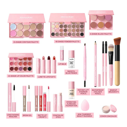 All In One Makeup Set for Full Face Base Concealer Contour Highlight Blush Palette Eyebrow Pencil Eye Shadow Lip Makeup Kit