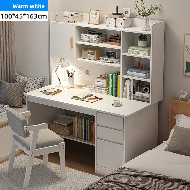 Aesthetic Desk Home Modern Simple Bookshelf Integrated Student Bedroom Learning To Write With Drawing Desk Office Computer Desk