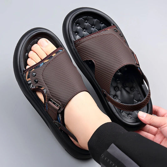 Men's Outdoor Two-Way Wear Slippers Summer Comfortable Slides Anti-Slip Soft-Soled Sandals Casual Breathable Male Beach Shoes