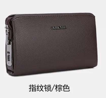 Leather Wallet FL-V1 Men Business Clutch Bag Smart Fingerprint Lock Security Anti Theft Handbag Black Safety Men Wallet сумка 가방