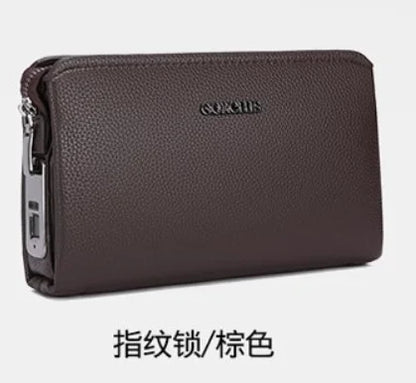 Leather Wallet FL-V1 Men Business Clutch Bag Smart Fingerprint Lock Security Anti Theft Handbag Black Safety Men Wallet сумка 가방