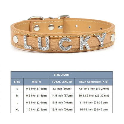(Free Bling Rhinestone Letter)Custom Pet Cat Dog Collar Leather Puppy Collars For Small Medium Dogs Target Personalized Id Name