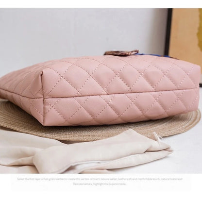 Trendy Large Capacity Embroidery Bag with Scarf Tote Bag Shoulder Bags PU Bucket Bag For Women