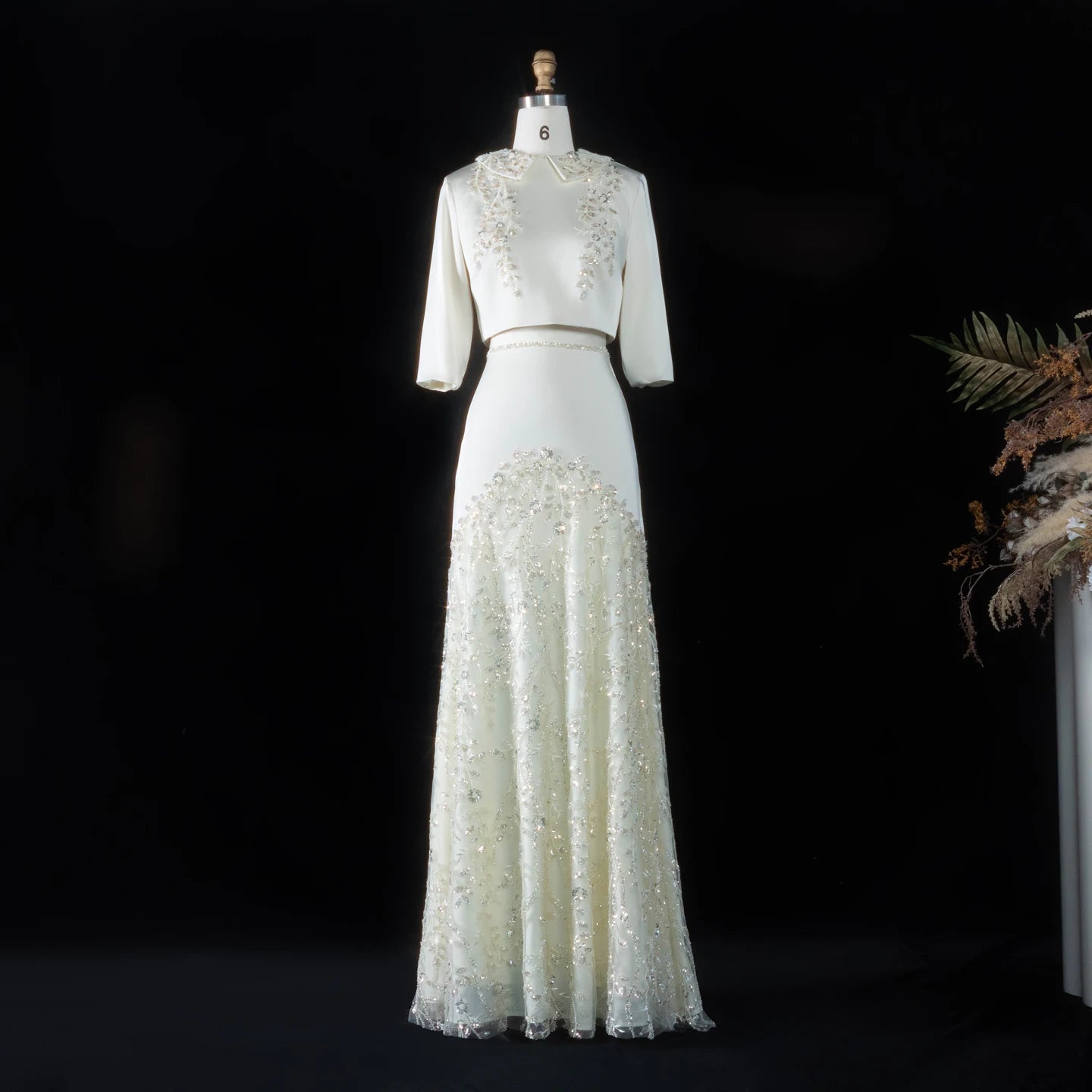 Sharon Said Evening Dress Luxury Mermaid Two Pieces with Sleeves Sequined Embroidery Arabic Wedding Party Gowns SS214 Customized