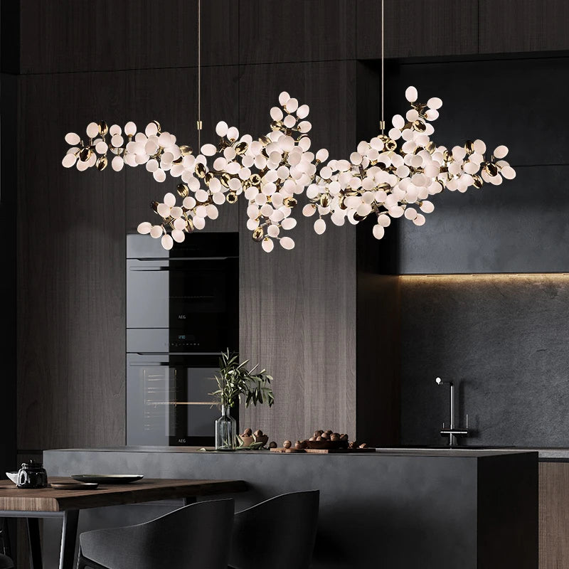 Nordic Luxury Grapes Bunch Hanging Chandelier Lamp for Dining Room Living Room Loft Villa Hotel Hall Decor Pendant Lights