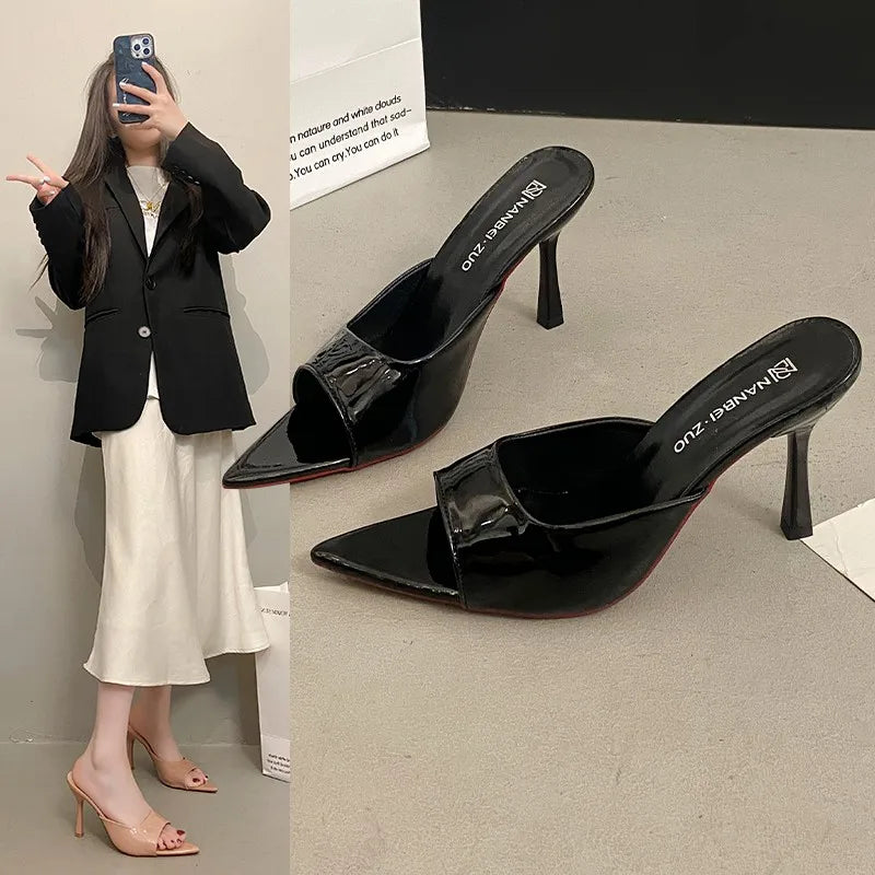NEW Pointed Toe High Heels Sandals for Women Beautiful Korean Style Summer Shoes Rubber Sole Luxury Sensation