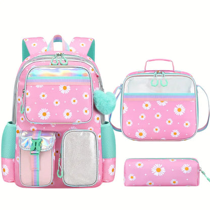Cute Student Backpack 3pcs/set Primary Schoolbag Rabbits and Quicksand Kawaii Student Backpack Teenage Girls Handbag Rucksack