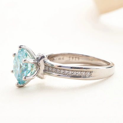 Certified 3CT Colorful Moissanite Engagement Rings for Women D Color Lab Diamond 925 Sterling Silver Luxury Wedding Band Jewelry