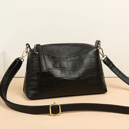 100% Genuine Cowhide Crocod Pattern Luxury Shoulder Bags For Women Designer Solid Color Soft Crossbody Bag Handbags Purses Sac
