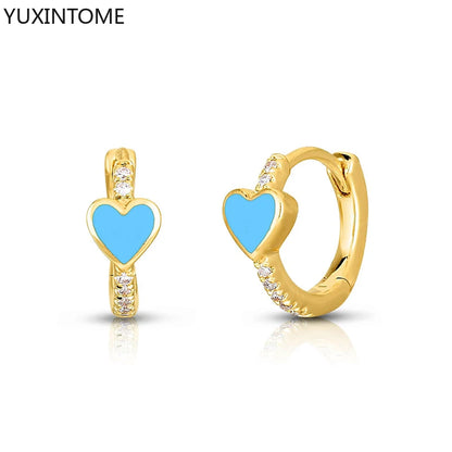 925 Sterling Silver Needle Light Blue Zircon Stud Earrings for Women Fashion Blue Enamel Pendant Earrings Luxury Jewelry Gifts