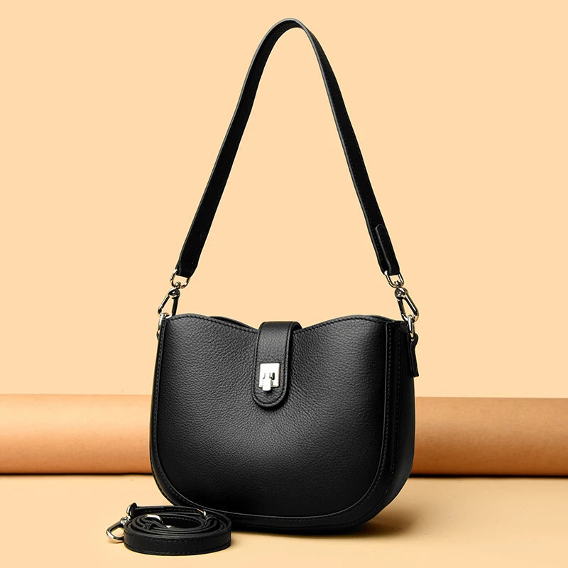 Luxury Genuine Leather Tote Bag Women Real Cow Leather Handbag Fashion Ladies Shoulder Crossbody Bags 2025 New Female Sac A Main