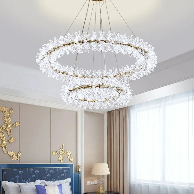 French crystal chandelier, romantic firefly, snowflake, light luxury, modern creativity, warm bedroom, dining room chandeliers
