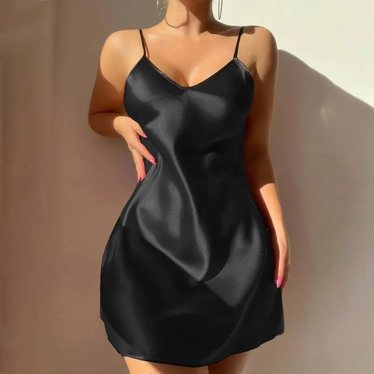 Satin Nightdress Paneled Tulle Back Sheer Sexy Women's Pajamas Heart Print Wife Romantic Sleepwear Dresses Mesh Summer Nightgown