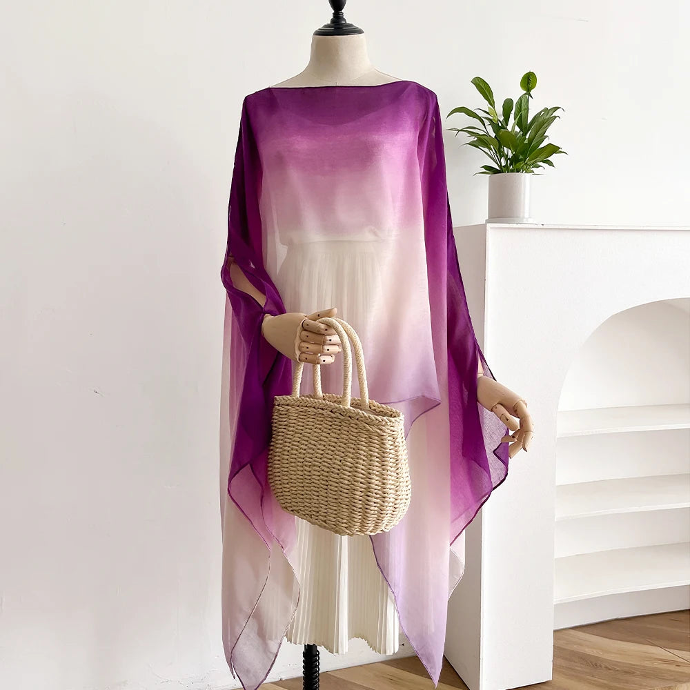 Spring and Summer Women Plain Colour Travel Ethnic Style Shawl Cotton Linen Feel Thin Type Sunscreen Beach Towel Split shawl