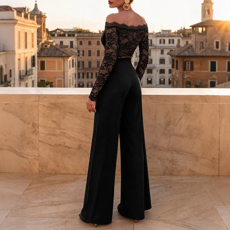Sexy Elegant Women'S Lace Jumpsuit Sophisticated Design For Evening Events Date Nights Clubwear Soft Stretchy Material Flatterin