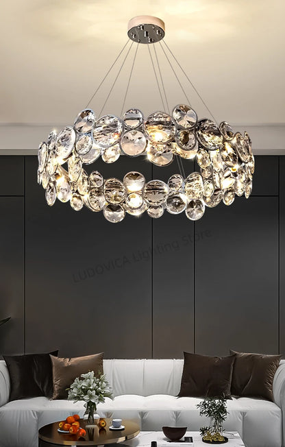 Modern Crystal Chandelier Luxury Villa Living Room Bedroom Dining Room Kitchen Modern LED Ceiling Hanging Lamp