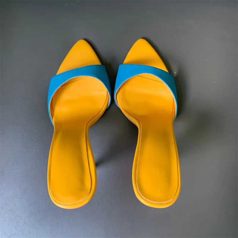 Super-high Heel Slippers Women Shoes Summer Peep Toe Mixed Colors Stiletto Sandals Sexy Party Ladies Shoes Luxury Woman Pumps