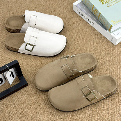 Women's Casual Closed Toe Flip-flops Summer Outdoor Slippers Couple's Flannel Sandals Comfortable Non-slip Men And Women Slides