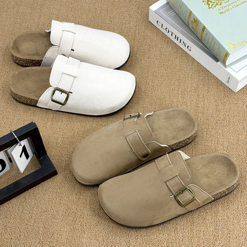Women's Casual Closed Toe Flip-flops Summer Outdoor Slippers Couple's Flannel Sandals Comfortable Non-slip Men And Women Slides