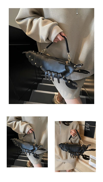 PU Zipper Commuting Crossbody Bags Lobster Shape Niche 2025 High Quality Ladies Bags Solid Color Rivet Fashion Shoulder Bags