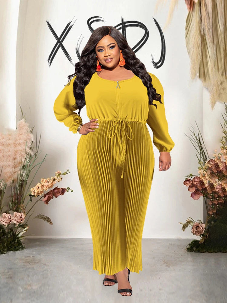 One Piece for Women Sleeves Jumpsuit Plus Size Casual Jumpsuits  Pleated Pants Elegant Long Jumpsuits Wholesale Dropshipping