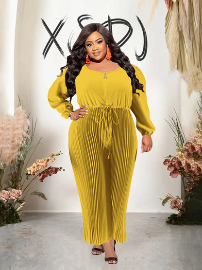 One Piece for Women Sleeves Jumpsuit Plus Size Casual Jumpsuits  Pleated Pants Elegant Long Jumpsuits Wholesale Dropshipping