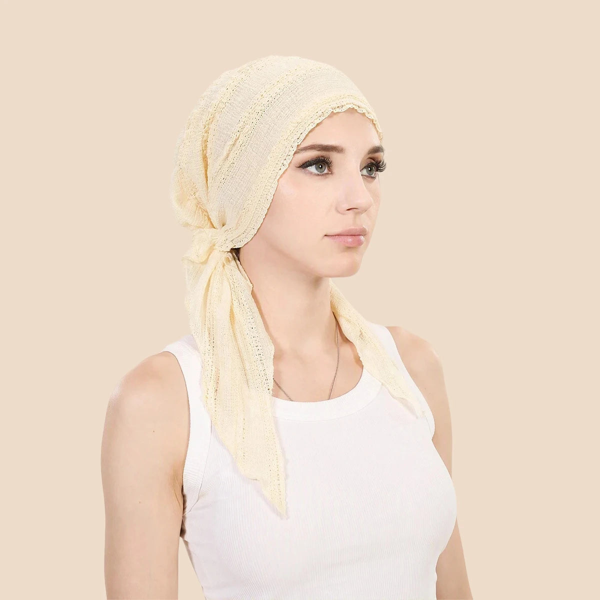 Ramadan Solid Color Turban Hijab Hats Long Tail Head Wraps Soft Elastic Muslim Hats Breathable Chemo Cap For Women Girls