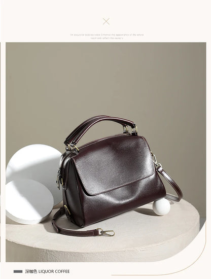 Women Cow Leather Commute Crossbody Bags Women Retro Cowhide Large Capacity Shoulder Bag Ladies Fashion Luxury Designer Handbags