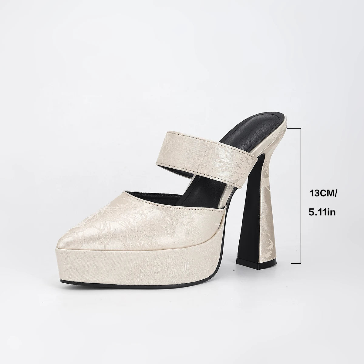 13CM High Heels Luxury Slippers For Ladies Fashion Slides Thick Platform Sandals Summer Pointed Toe Slip-on Women's Shoes Mules