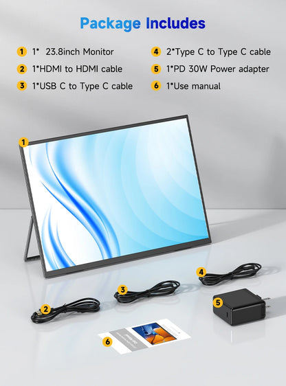 UPERFECT 23.8” Touchscreen Large Computer IPS Display With Stand 120Hz Desktop Monitor For XBox Switch PS5 Gaming Extend Screen
