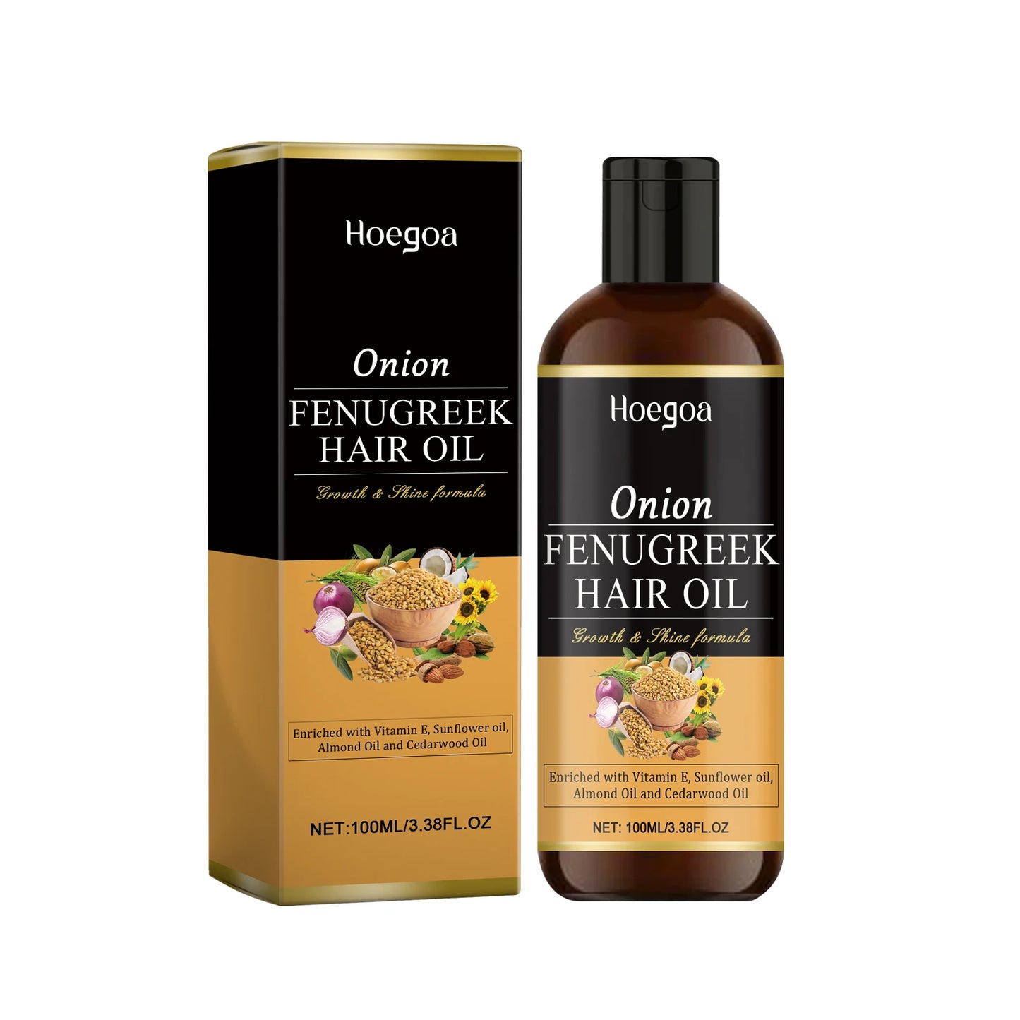 HOEGOA 100ml Onion Fenugreek Hair Oil Promote Hair Growth Prevent Hair Loss Nourish Scalp Mild Ingredients Fenugreek Hair Oil