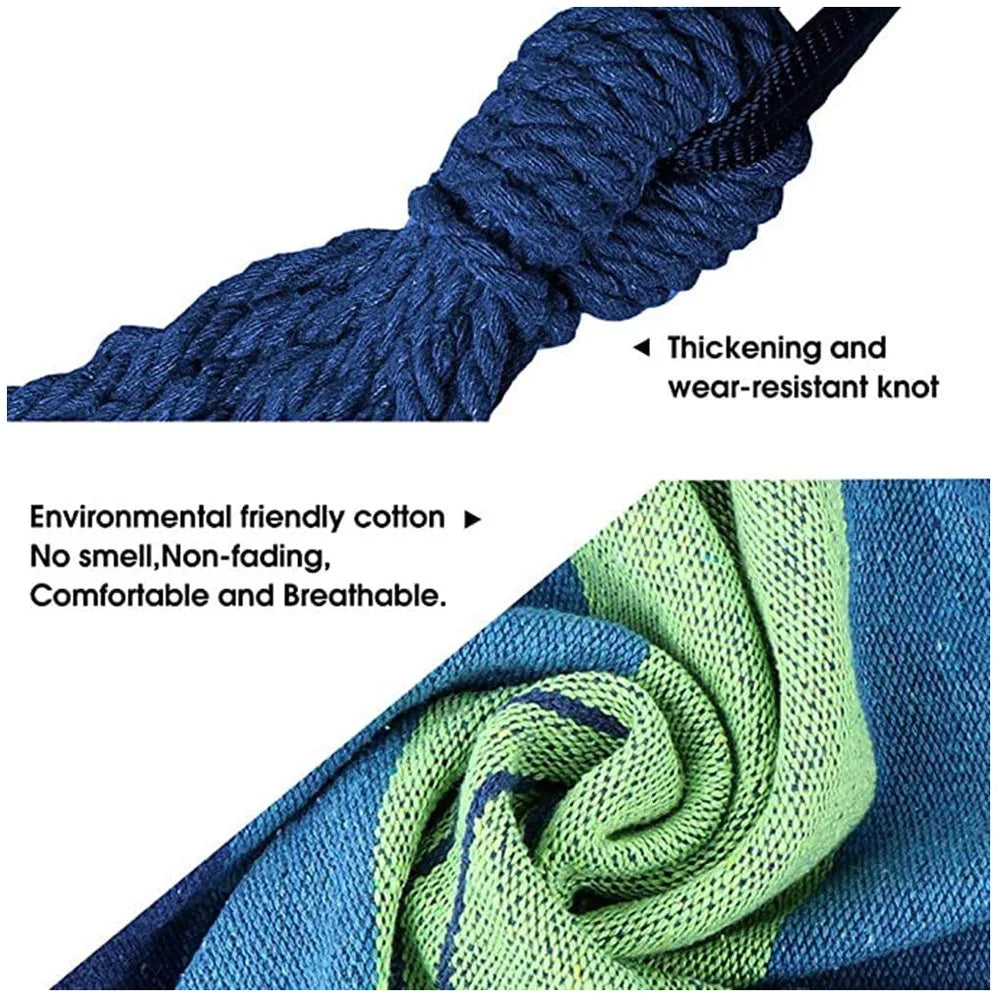 2 Person Double Hammock with Tree Straps - Heavy Duty Cotton Canvas for Patio, Backyard, Garden, Indoor & Outdoor Use (Red,Blue)