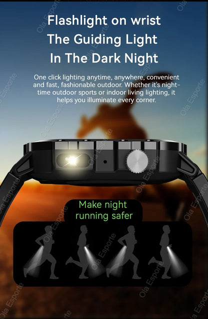 Military GPS Smart Watches For Men Flashlight Waterproof Outdoor Sport Tracker Bluetooth Call Smartwatch Man Women 2025 Pk h12