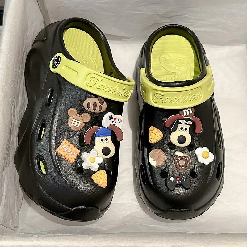 Luxury DIY Pearl Chain Non Slip Clogs Women Summer 2026 Comfort Platform Slip On Sandals EVA Thick Bottom Outdoor Slippers Shoes