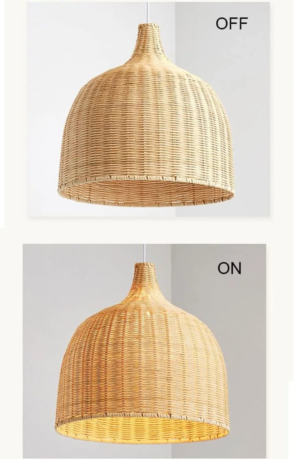 JOYINLED 26/30/35/45cm Natural Bamboo Handmade Pendant Lights Boho Rustic Ceiling Pendant Lamp Farmhouse Southeast Asian E26 E27
