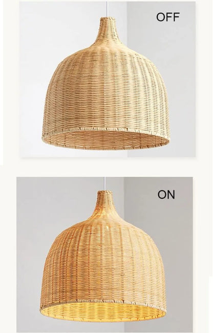 JOYINLED 26/30/35/45cm Natural Bamboo Handmade Pendant Lights Boho Rustic Ceiling Pendant Lamp Farmhouse Southeast Asian E26 E27