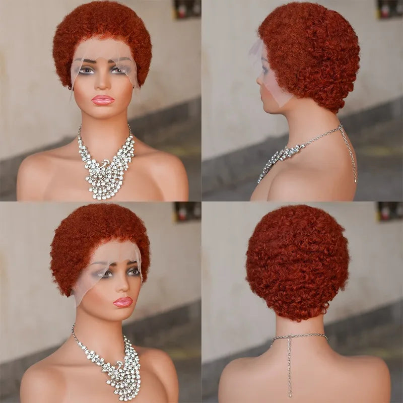 13x4 Lace Frontal Human Hair Pixie Wigs Brazilian Afro Kinky Virgin Remy Curly Afro Wig High Quality Comfortable Soft Natural